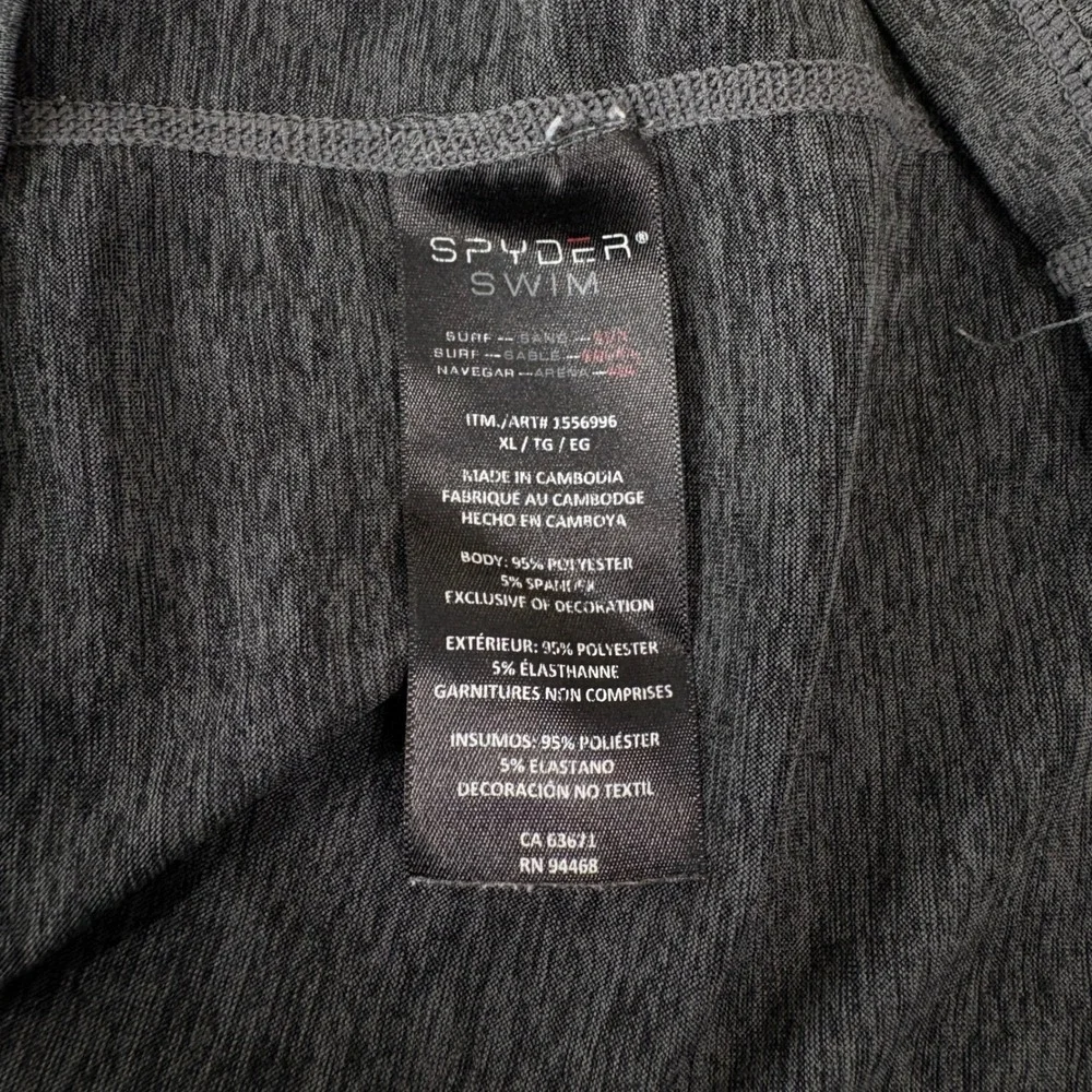 Spyder Rash Guard Mens XL Gray Swim Shirt Long Sleeve Performance Logo Quick Dry